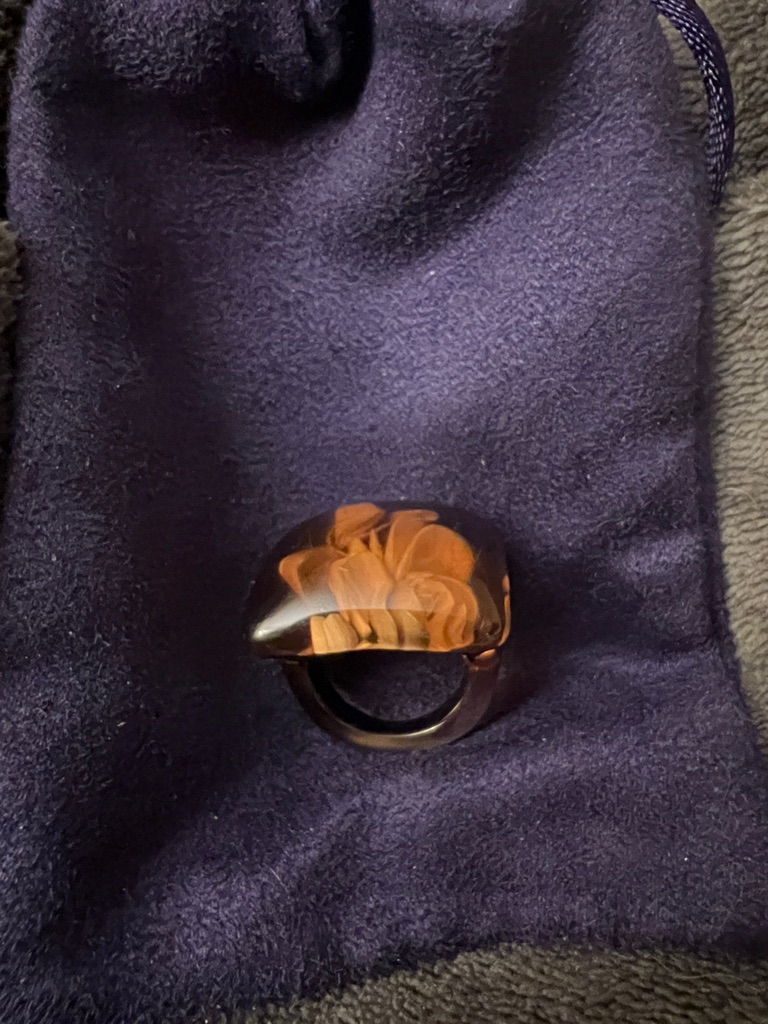 Statement Resin Ring In Amber Brown
